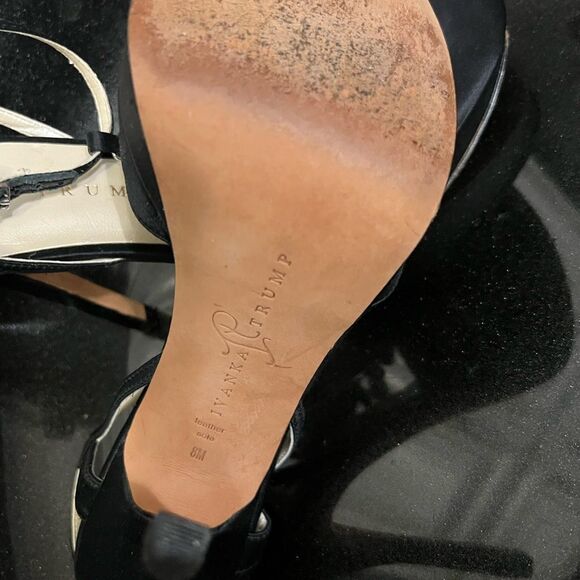 Ivanka Trump Black Alluvia Satin Jeweled Evening Sandals Sz 8 - Picture 12 of 14